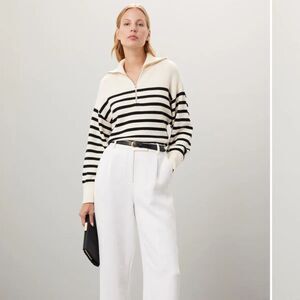 Marissa Webb Stripe Quarter Zip Sweater